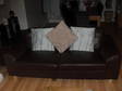 Brown large leather sofa in
